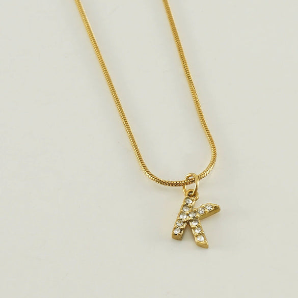 Wholesale Jewelry 316L Stainless Steel And 316L Stainless Steel Letter Pattern Snake Bone Chain Necklace For Women With Diamond And Electroplating