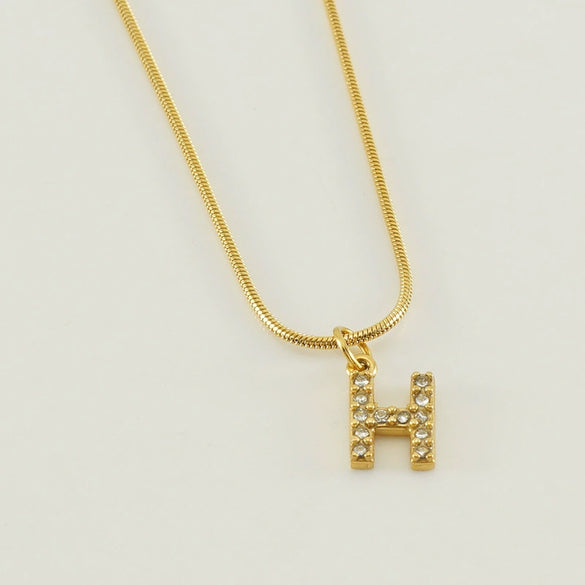 Wholesale Jewelry 316L Stainless Steel And 316L Stainless Steel Letter Pattern Snake Bone Chain Necklace For Women With Diamond And Electroplating