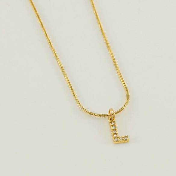 Wholesale Jewelry 316L Stainless Steel And 316L Stainless Steel Letter Pattern Snake Bone Chain Necklace For Women With Diamond And Electroplating