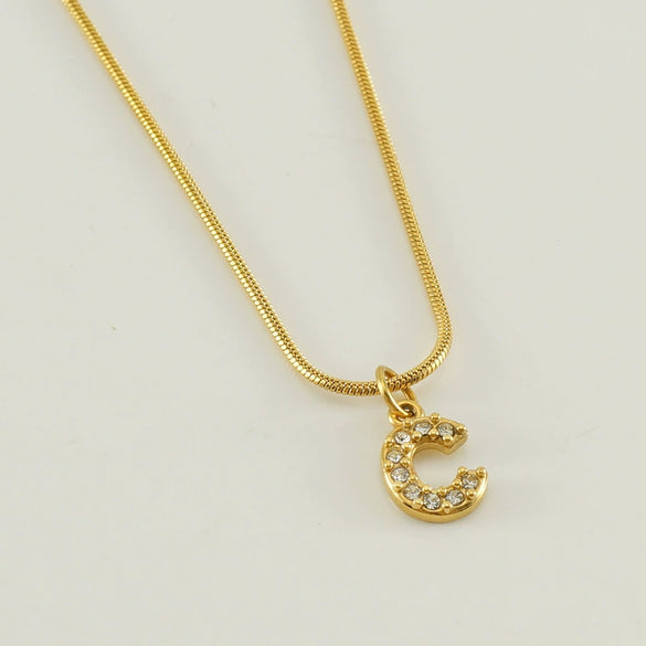 Wholesale Jewelry 316L Stainless Steel And 316L Stainless Steel Letter Pattern Snake Bone Chain Necklace For Women With Diamond And Electroplating