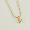 Wholesale Jewelry 316L Stainless Steel And 316L Stainless Steel Letter Pattern Snake Bone Chain Necklace For Women With Diamond And Electroplating