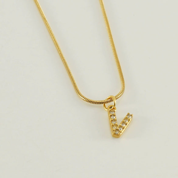 Wholesale Jewelry 316L Stainless Steel And 316L Stainless Steel Letter Pattern Snake Bone Chain Necklace For Women With Diamond And Electroplating
