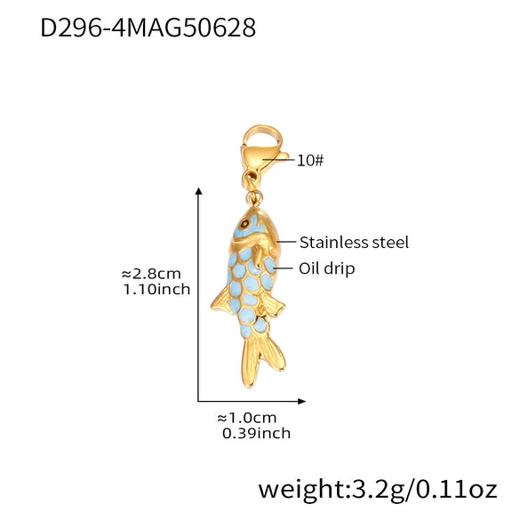 Wholesale Jewelry 316L Stainless Steel And 316L Stainless Steel Oildropped Koi Fish Beaded Ocean Style Electroplated Necklace And Earrings