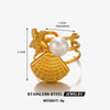 Wholesale Jewelry Stainless Steel And Titanium Steel With Marine Organisms Pattern Electroplating Starfish Shell Earrings Ring Suit
