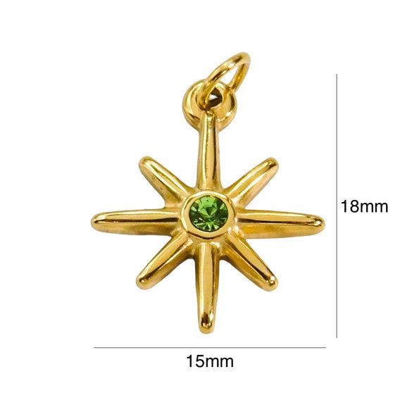 Wholesale Jewelry Stainless Steel And Zircon Inlaid Geometric Eightpointed Star Necklace Earrings Pendant With Vacuum In Furnace Electroplating