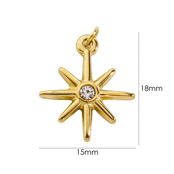 Wholesale Jewelry Stainless Steel And Zircon Inlaid Geometric Eightpointed Star Necklace Earrings Pendant With Vacuum In Furnace Electroplating