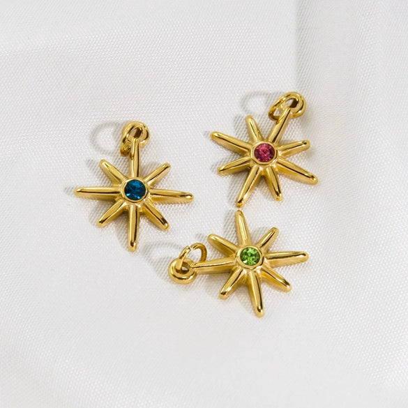 Wholesale Jewelry Stainless Steel And Zircon Inlaid Geometric Eightpointed Star Necklace Earrings Pendant With Vacuum In Furnace Electroplating