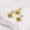 Wholesale Jewelry Stainless Steel And Zircon Inlaid Geometric Eightpointed Star Necklace Earrings Pendant With Vacuum In Furnace Electroplating