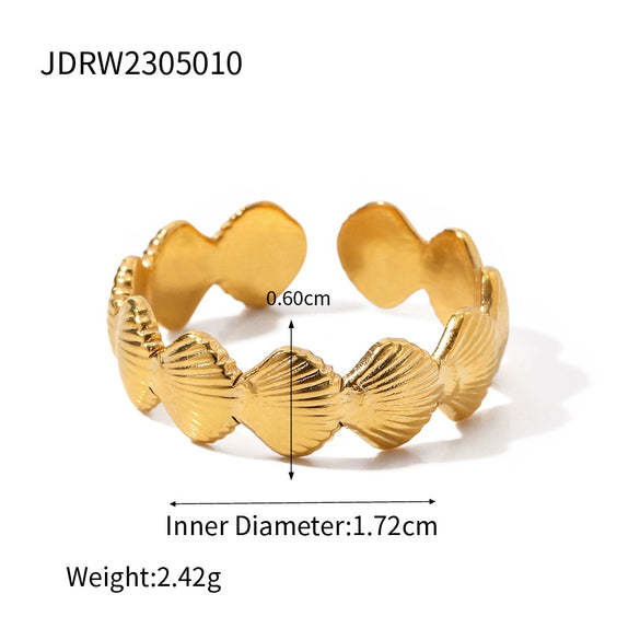 Wholesale Jewelry Stainless Steel Animal Style Geometric Starfish Shell Ring Electroplating