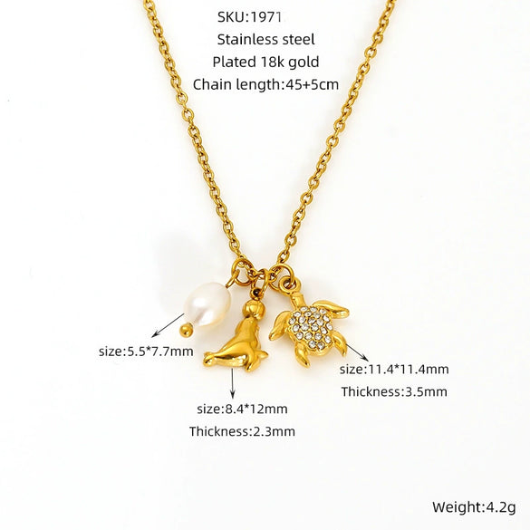 Wholesale Jewelry 316L Stainless Steel Animal Zodiac Pendant Necklace Electroplating Style For Women