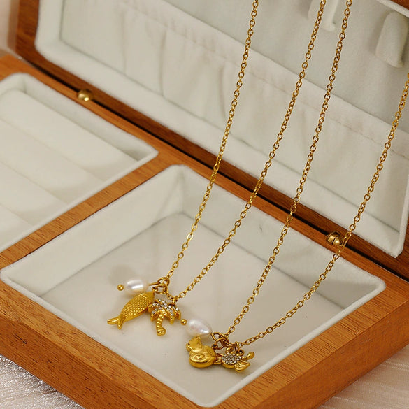 Wholesale Jewelry 316L Stainless Steel Animal Zodiac Pendant Necklace Electroplating Style For Women