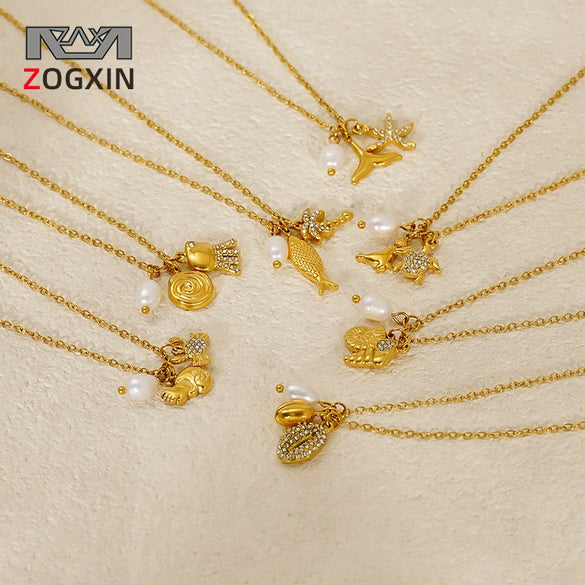 Wholesale Jewelry 316L Stainless Steel Animal Zodiac Pendant Necklace Electroplating Style For Women