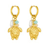 Wholesale Jewelry Stainless Steel Animal Zodiac Style Turtle Pearl Faceted Colorful Beaded Pendant Earrings