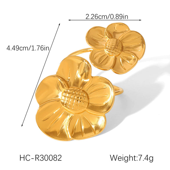 Wholesale Jewelry Stainless Steel Asymmetric Flower Bracelet With Electroplating In Ins Style