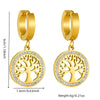 Wholesale Jewelry Stainless Steel Bamboo Chain Electroplated Life Tree Pine Stone Women's Bracelet Earrings Necklace