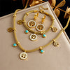 Wholesale Jewelry Stainless Steel Bamboo Chain Electroplated Life Tree Pine Stone Women's Bracelet Earrings Necklace