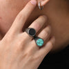 Wholesale Jewelry Stainless Steel Black Onyx Turquoise Geometric Men's Ring Electroplated
