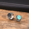 Wholesale Jewelry Stainless Steel Black Onyx Turquoise Geometric Men's Ring Electroplated