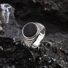 Wholesale Jewelry Stainless Steel Black Onyx Turquoise Geometric Men's Ring Electroplated