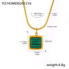 Wholesale Jewelry 316L Stainless Steel Black Shell Malachite Square Geometric Electroplated Light Luxury Women's Collarbone Chain Necklace