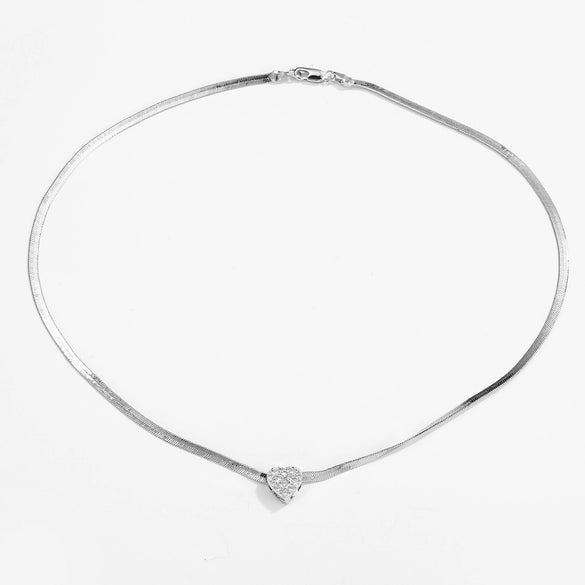 Wholesale Jewelry Stainless Steel Blade Chain Heart Star Pendant Necklace With Micropaved Zircon And 18K Gold Plated