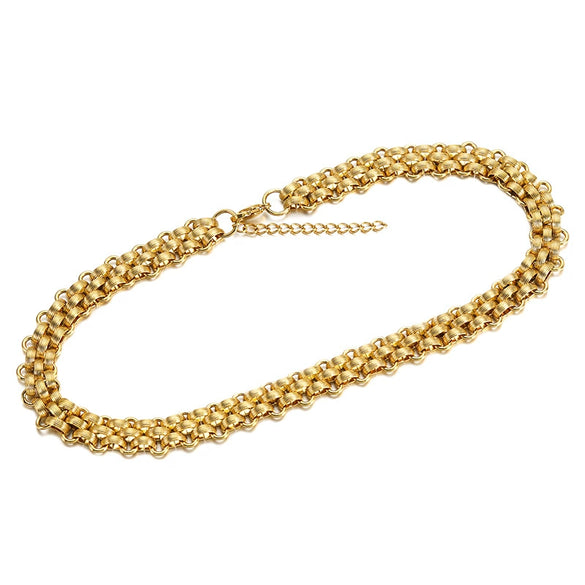 Wholesale Jewelry Stainless Steel Bold Woven Plaid Unisex Necklace With Electroplating