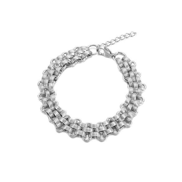 Wholesale Jewelry Stainless Steel Bold Woven Plaid Unisex Necklace With Electroplating
