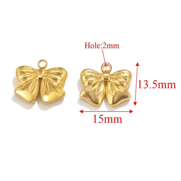 Wholesale Jewelry Stainless Steel Bow Handmade Diy Electroplated Pendant For Necklace Bracelet Earrings
