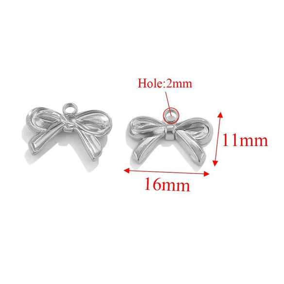Wholesale Jewelry Stainless Steel Bow Handmade Diy Electroplated Pendant For Necklace Bracelet Earrings