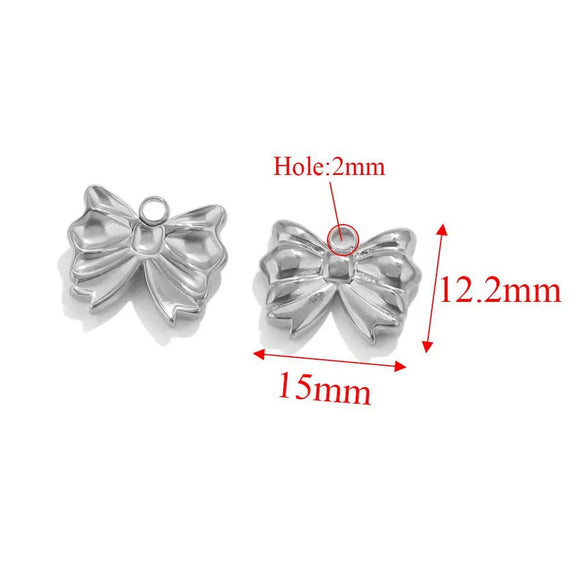 Wholesale Jewelry Stainless Steel Bow Handmade Diy Electroplated Pendant For Necklace Bracelet Earrings