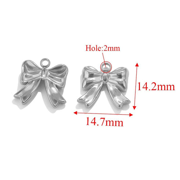 Wholesale Jewelry Stainless Steel Bow Handmade Diy Electroplated Pendant For Necklace Bracelet Earrings