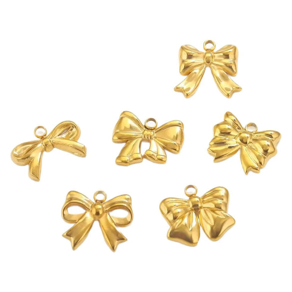Wholesale Jewelry Stainless Steel Bow Handmade Diy Electroplated Pendant For Necklace Bracelet Earrings