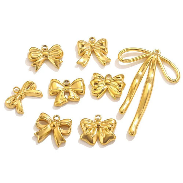 Wholesale Jewelry Stainless Steel Bow Handmade Diy Electroplated Pendant For Necklace Bracelet Earrings