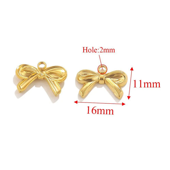 Wholesale Jewelry Stainless Steel Bow Handmade Diy Electroplated Pendant For Necklace Bracelet Earrings