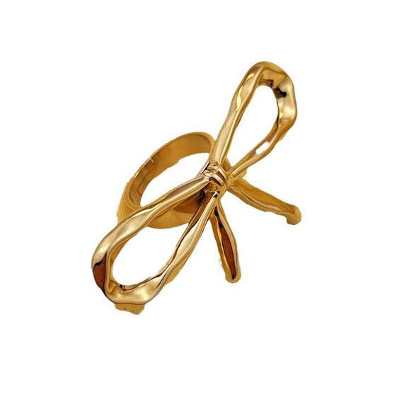 Wholesale Jewelry Stainless Steel Bracelet Ring Vintage Geometric Bow 18K Gold Plated