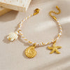 Wholesale Jewelry Stainless Steel Braided Rope Animal Zodiac Pendant Bracelet With Starfish Conch Turtle Electroplating