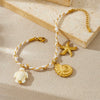 Wholesale Jewelry Stainless Steel Braided Rope Animal Zodiac Pendant Bracelet With Starfish Conch Turtle Electroplating