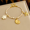 Wholesale Jewelry Stainless Steel Braided Rope Animal Zodiac Pendant Bracelet With Starfish Conch Turtle Electroplating