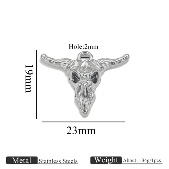 Wholesale Jewelry Stainless Steel Bull Head Animal Series Vacuum Goldplated Pendant Necklace