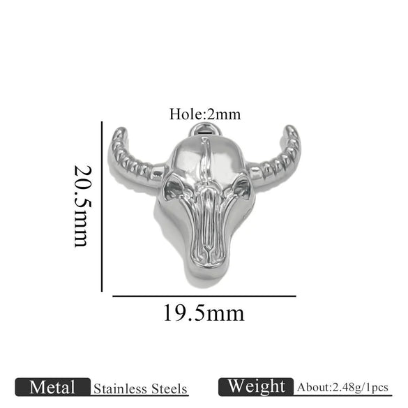 Wholesale Jewelry Stainless Steel Bull Head Animal Series Vacuum Goldplated Pendant Necklace