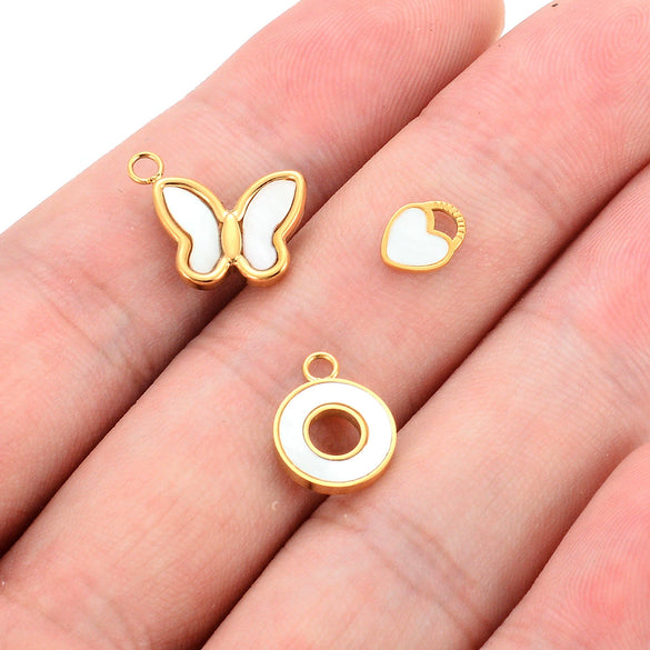 Wholesale Jewelry Stainless Steel Butterfly Bear Love Four Leaf Clover Pendant 18K Gold Plated