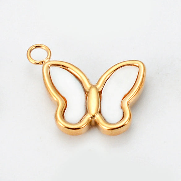 Wholesale Jewelry Stainless Steel Butterfly Bear Love Four Leaf Clover Pendant 18K Gold Plated