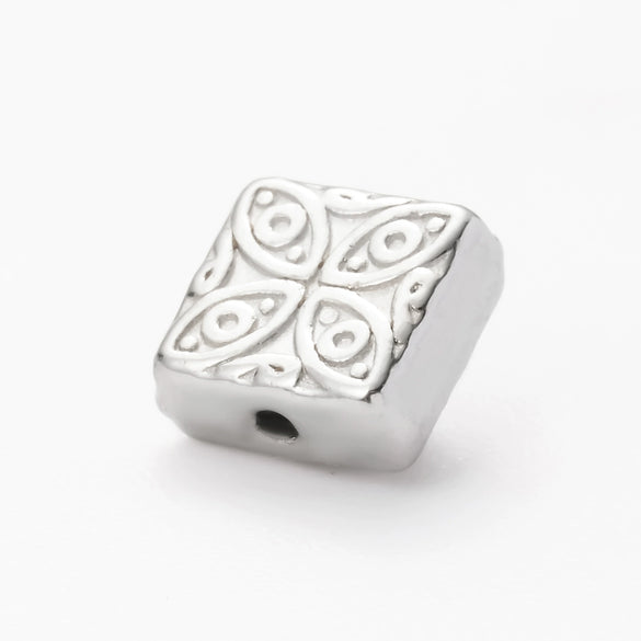 Wholesale Jewelry Stainless Steel Butterfly Bee Love Kitten Fish Skull Flat Square Perforated Beads Electroplated Diy Handmade Materials