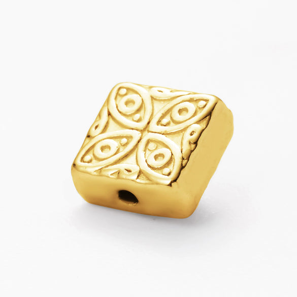 Wholesale Jewelry Stainless Steel Butterfly Bee Love Kitten Fish Skull Flat Square Perforated Beads Electroplated Diy Handmade Materials