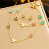 Wholesale Jewelry Stainless Steel Butterfly Dragonfly Insect Pattern Electroplated Earrings Necklaces Hand Accessories Set For Women