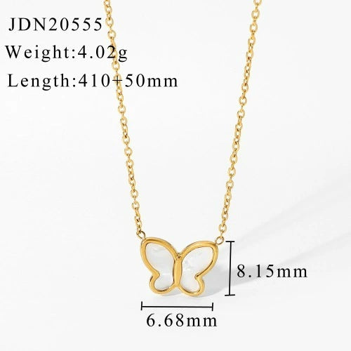 Wholesale Jewelry Stainless Steel Butterfly Necklace And Bracelet Earrings With Rhinestone Pendant Geometric Style Electroplating