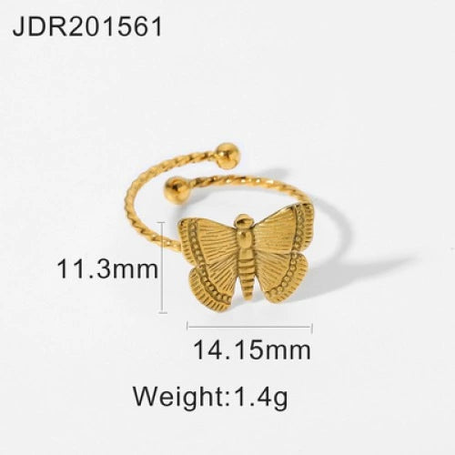 Wholesale Jewelry Stainless Steel Butterfly Necklace And Bracelet Earrings With Rhinestone Pendant Geometric Style Electroplating
