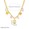 Wholesale Jewelry Stainless Steel Chain With Printed Oil Drop Square Butterfly Dragonfly Love Pendant Flower Pattern Electroplated