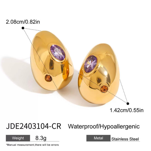 Wholesale Jewelry Stainless Steel Chubby Drop Shaped Zircon Diamond With Electroplating