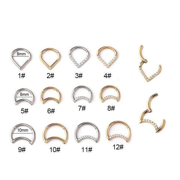 Wholesale Jewelry Stainless Steel Closed Ring Creative Moon And Drop Shape Ear Nose Puncture Ring Electroplated Unisex